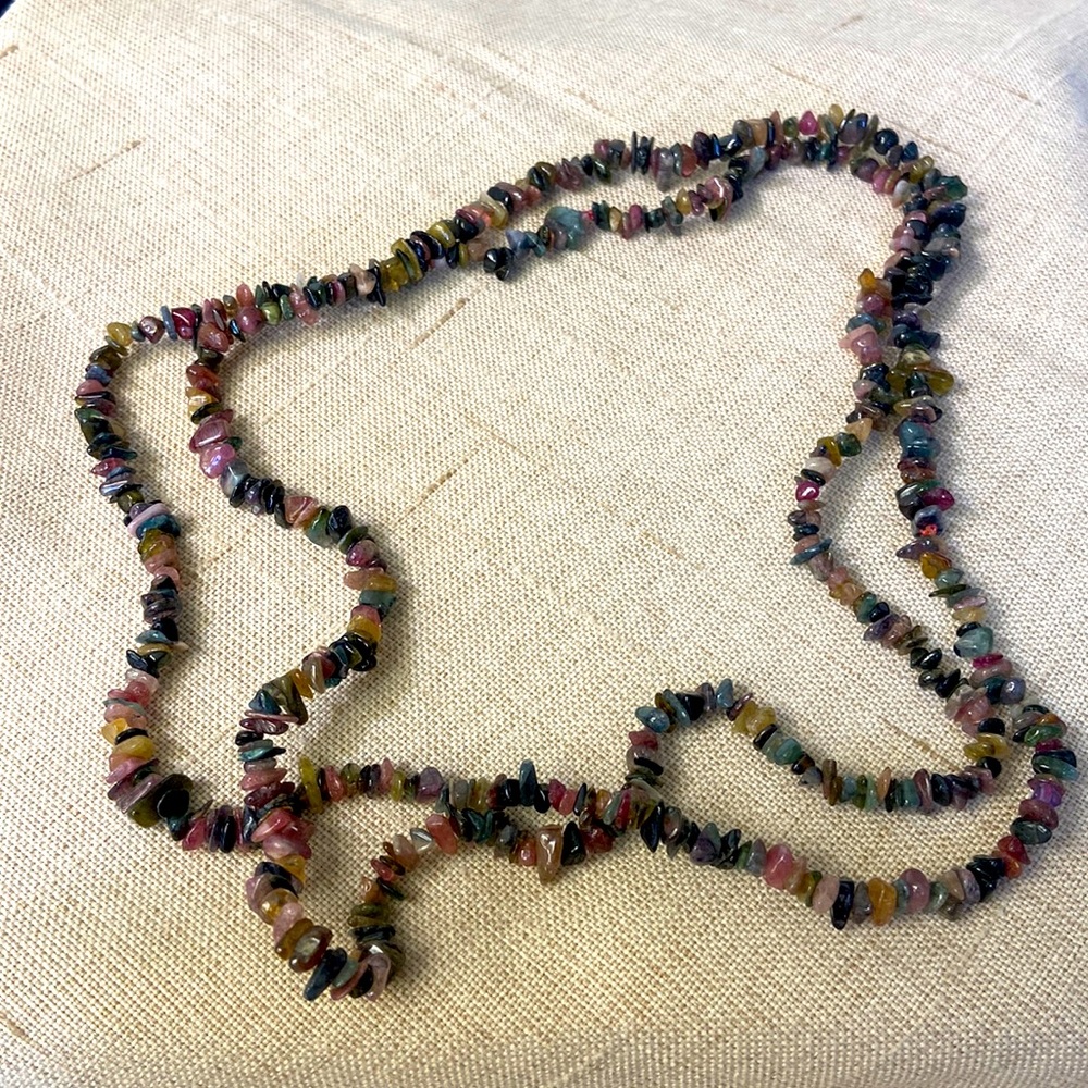 Polished Multicolored Stone Necklace worn single, double or twisted!